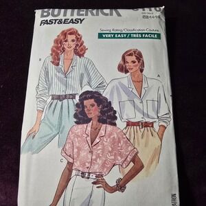 Butterick 6110 Pattern Size 12-16 Misses' Blouse Loose Dolman Shawl Collar Uncut